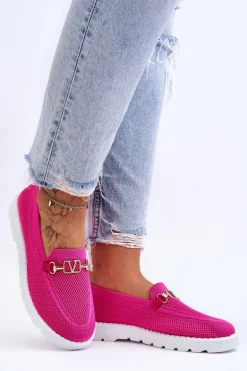 Damskie Boto Damskie Wsuwane Tenisówki Slip-On Z Ozdobą Fuksja Alena