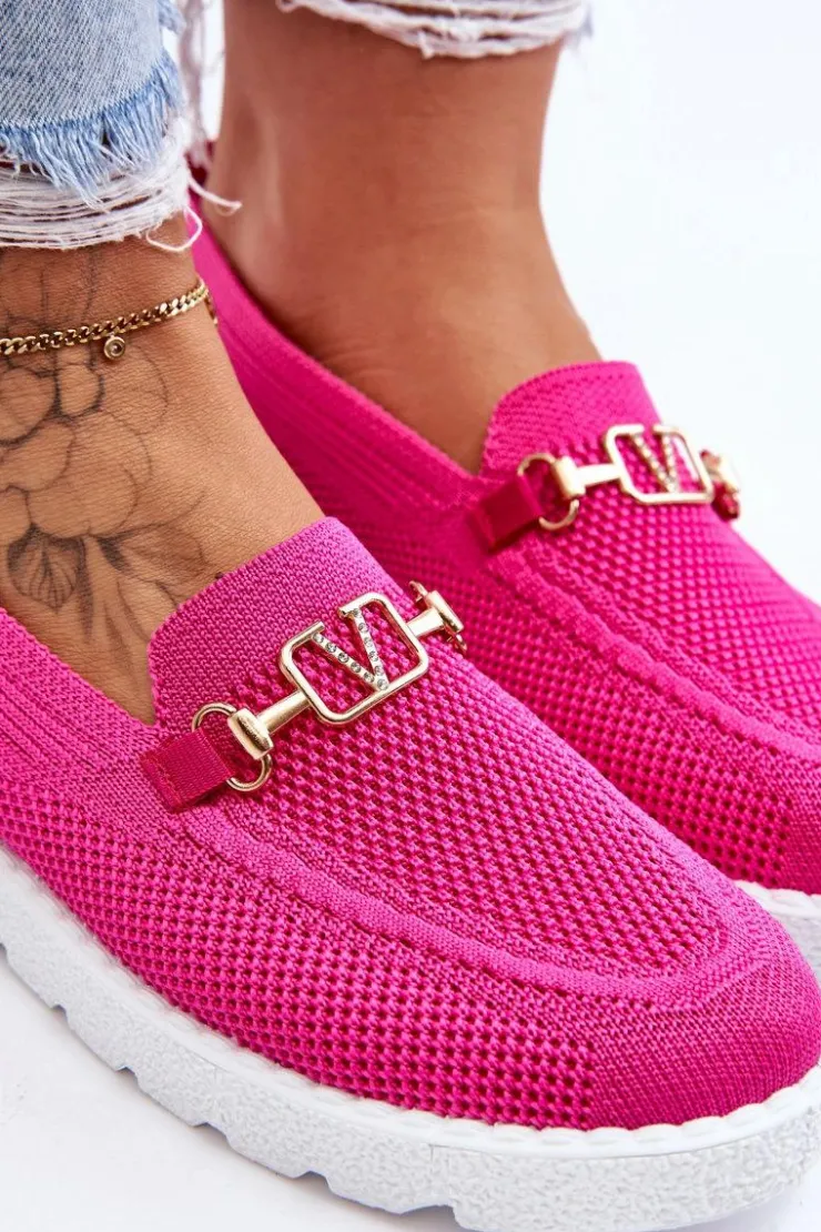 Damskie Boto Damskie Wsuwane Tenisówki Slip-On Z Ozdobą Fuksja Alena