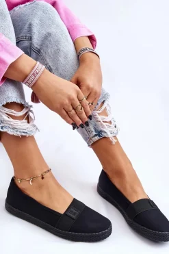 Big Star Shoes Trampki Damskie Slip-On|Trampki Damskie Big Star*Damskie Wsuwane Tenisówki Big Star LL274200 Czarne