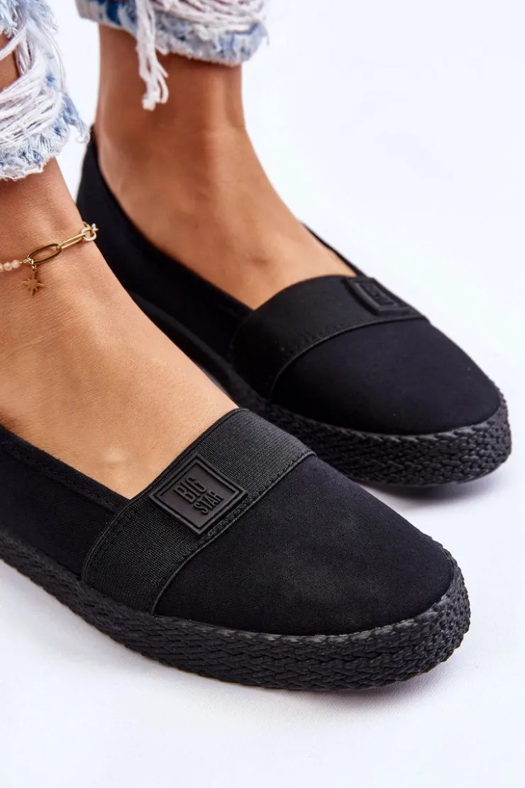 Big Star Shoes Trampki Damskie Slip-On|Trampki Damskie Big Star*Damskie Wsuwane Tenisówki Big Star LL274200 Czarne