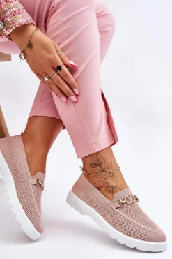 Damskie Boto Damskie Wsuwane Tenisówki Slip-On Z Ozdobą Różowe Alena