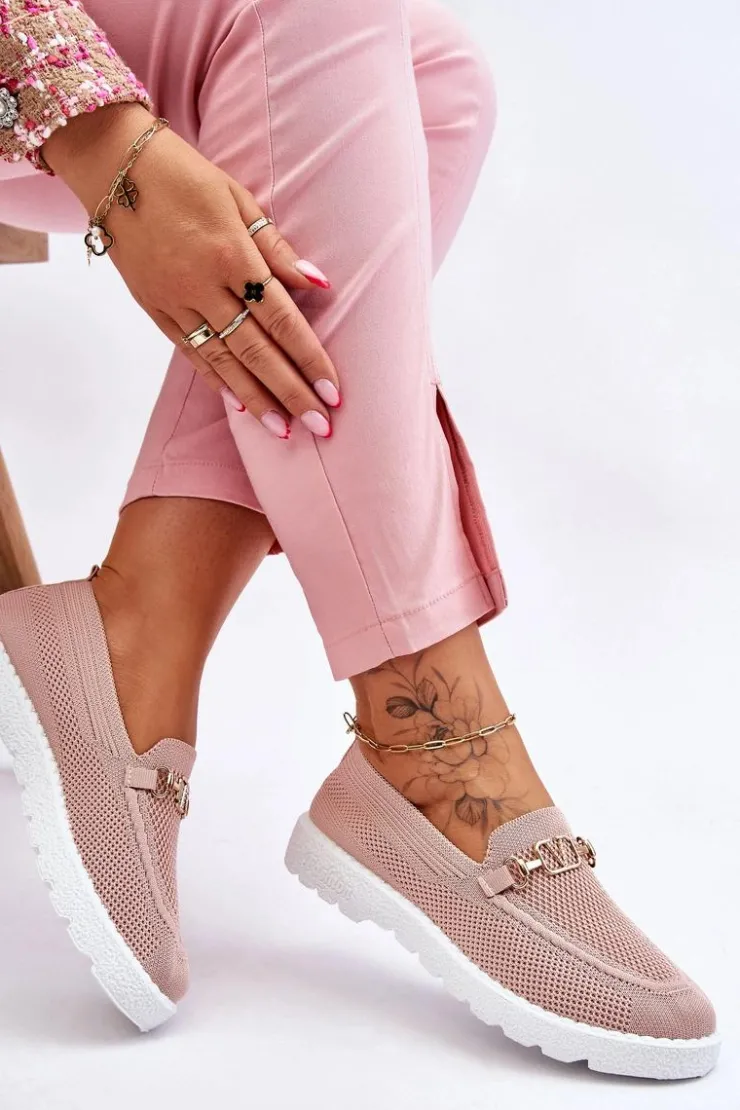 Damskie Boto Damskie Wsuwane Tenisówki Slip-On Z Ozdobą Różowe Alena