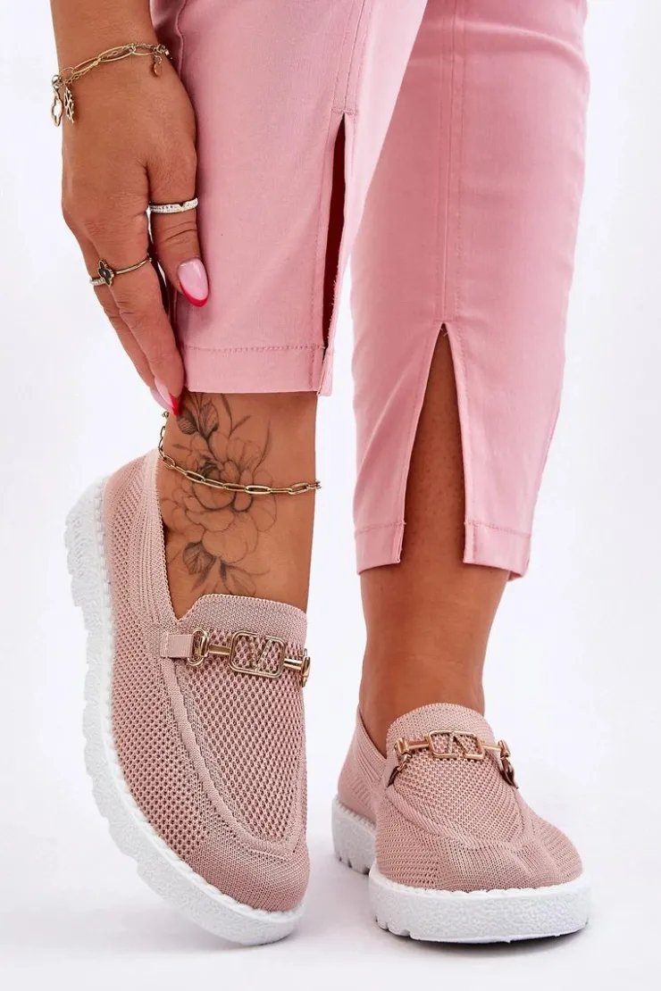 Damskie Boto Damskie Wsuwane Tenisówki Slip-On Z Ozdobą Różowe Alena