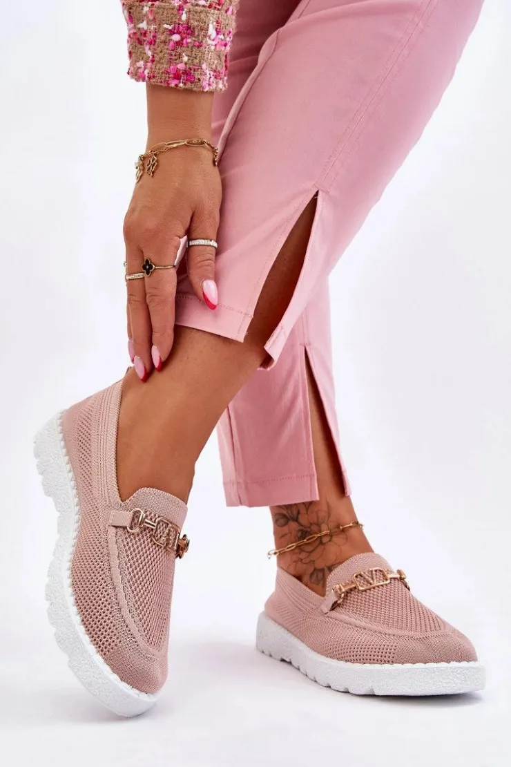 Damskie Boto Damskie Wsuwane Tenisówki Slip-On Z Ozdobą Różowe Alena