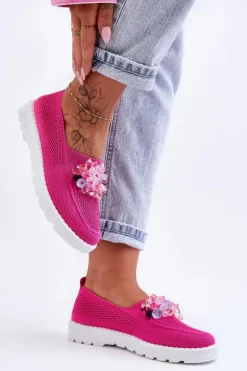 Damskie Boto Damskie Wsuwane Tenisówki Z Kamieniami Fuksja Simple