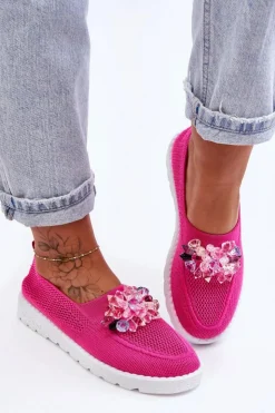 Damskie Boto Damskie Wsuwane Tenisówki Z Kamieniami Fuksja Simple