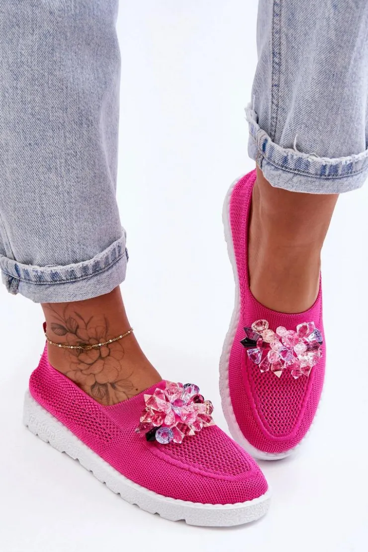 Damskie Boto Damskie Wsuwane Tenisówki Z Kamieniami Fuksja Simple