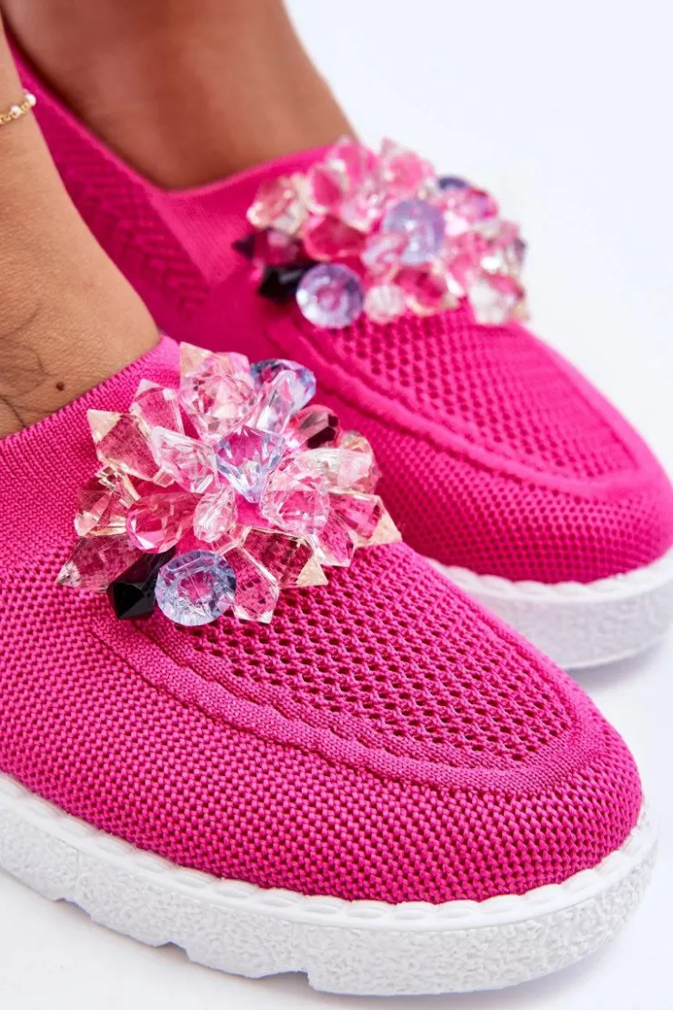 Damskie Boto Damskie Wsuwane Tenisówki Z Kamieniami Fuksja Simple