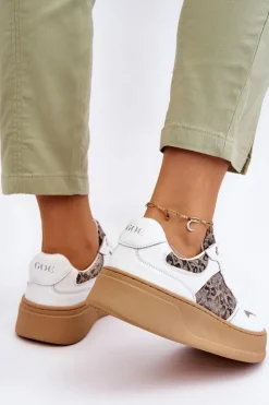 Discount GOE Damskie Wygodne Buty Sportowe LL2N4052 Biało-Beżowe