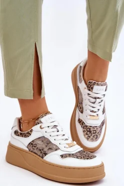 Discount GOE Damskie Wygodne Buty Sportowe LL2N4052 Biało-Beżowe