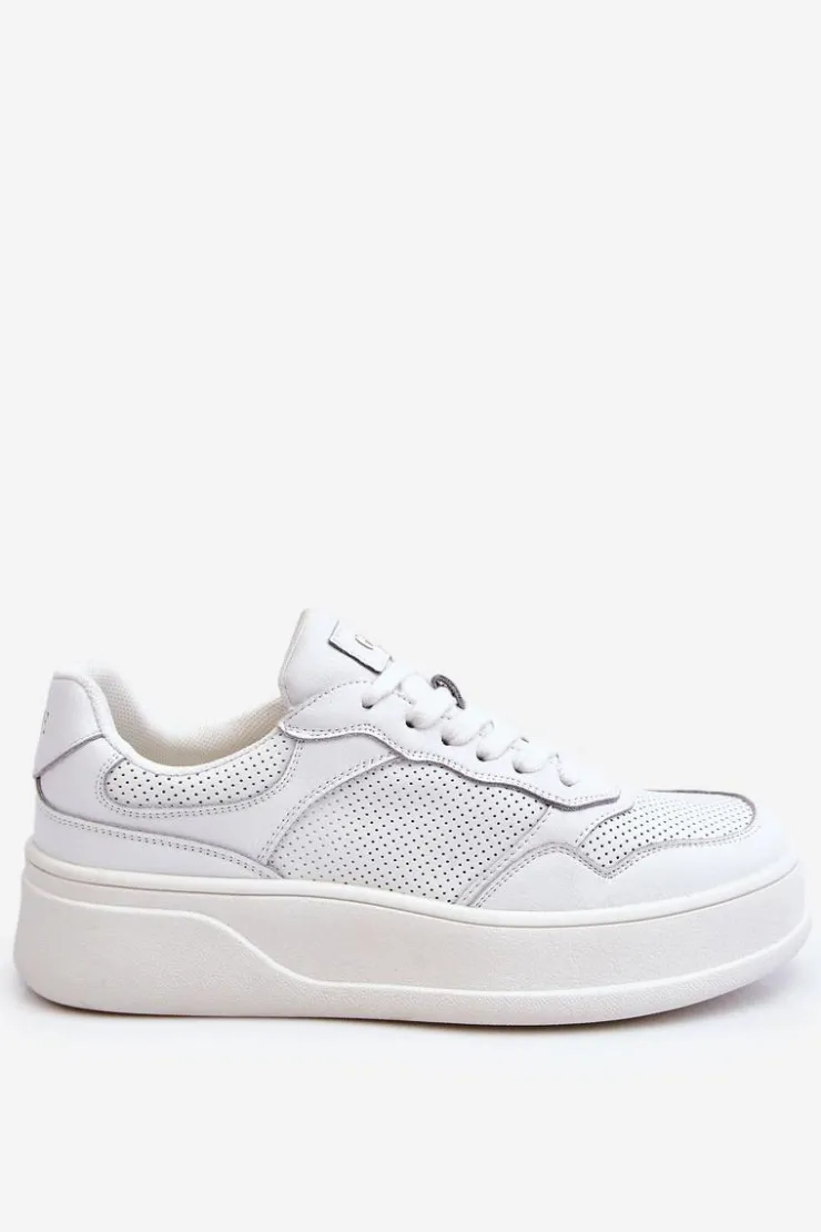 New GOE Damskie Wygodne Buty Sportowe LL2N4054 Biało-Beżowe