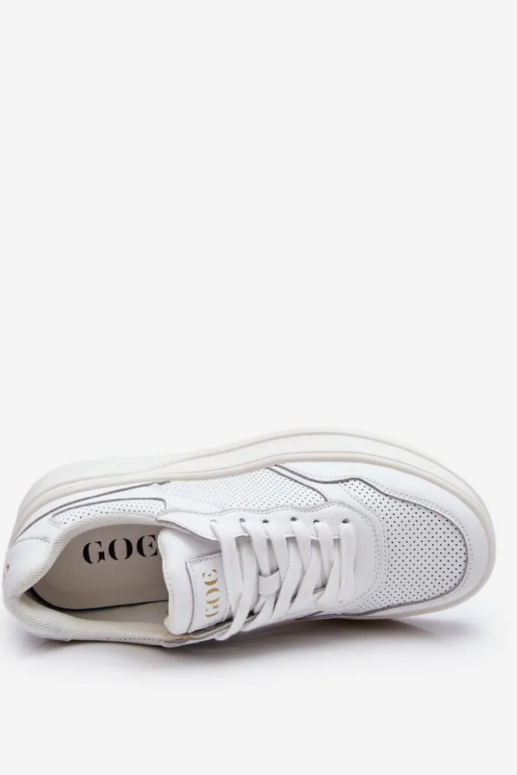 New GOE Damskie Wygodne Buty Sportowe LL2N4054 Biało-Beżowe
