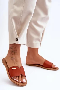 Boto Klapki Damskie Klasyczne*Damskie Wygodne Klapki Na Płaskim Obcasie Brązowe Coraline