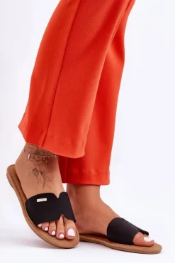 Damskie Boto Damskie Wygodne Klapki Na Płaskim Obcasie Czarne Coraline