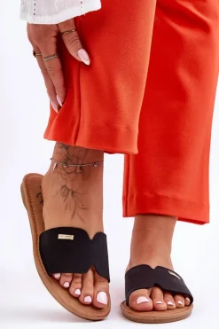 Damskie Boto Damskie Wygodne Klapki Na Płaskim Obcasie Czarne Coraline