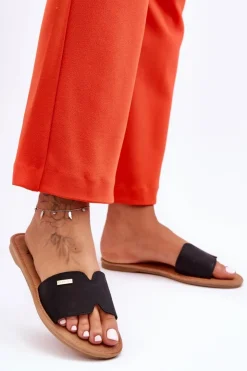 Damskie Boto Damskie Wygodne Klapki Na Płaskim Obcasie Czarne Coraline