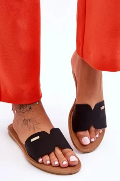 Damskie Boto Damskie Wygodne Klapki Na Płaskim Obcasie Czarne Coraline