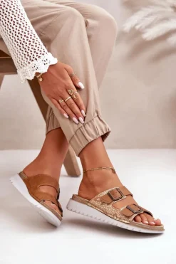 Damskie INBLU Damskie Wygodne Klapki Z Klamrami CN000033 Brązowe