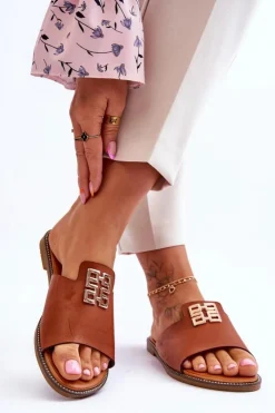 Boto Klapki Damskie Klasyczne*Damskie Wygodne Modne Klapki Z Ozdobą Camel Ayanna