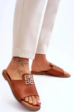 Boto Klapki Damskie Klasyczne*Damskie Wygodne Modne Klapki Z Ozdobą Camel Ayanna