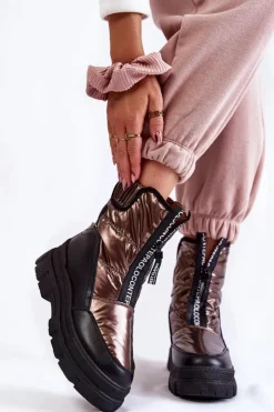 Buty damskie Vinceza Śniegowce Damskie*Damskie Wygodne Śniegowce Brązowo-Czarne Elodia