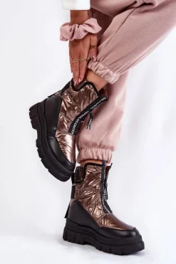 Buty damskie Vinceza Śniegowce Damskie*Damskie Wygodne Śniegowce Brązowo-Czarne Elodia