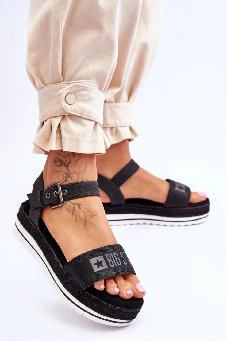 Online Big Star Shoes Damskie Wygodne Sandały Na Platformie Big Star LL274870 Czarne Czarny