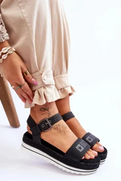 Online Big Star Shoes Damskie Wygodne Sandały Na Platformie Big Star LL274870 Czarne Czarny