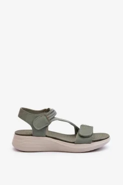 Damskie Evento Damskie Wygodne Sandały Na Rzep Zielone Eladora