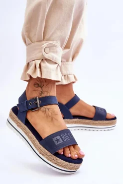 Damskie Big Star Shoes Damskie Wygodne Sandały Na Platformie Big Star LL274869 Granatowe
