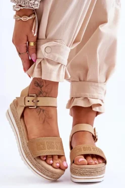 Damskie Big Star Shoes Damskie Wygodne Sandały Na Platformie Big Star LL274872 Beżowe
