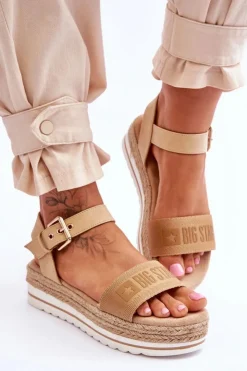 Damskie Big Star Shoes Damskie Wygodne Sandały Na Platformie Big Star LL274872 Beżowe