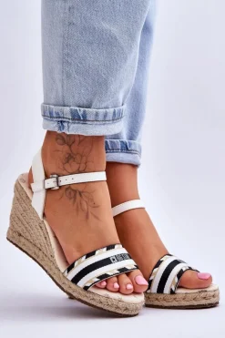 Damskie Big Star Shoes Damskie Wygodne Sandały Na Koturnie Big Star LL274878 Białe