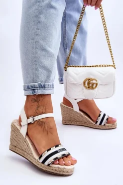 Damskie Big Star Shoes Damskie Wygodne Sandały Na Koturnie Big Star LL274878 Białe