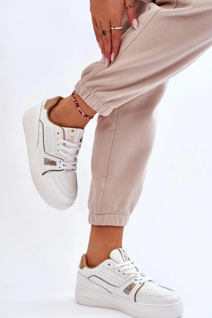 Sale Evento Damskie Wygodne Skórzane Sneakersy Białe Bowen