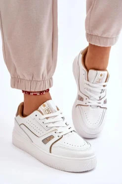 Sale Evento Damskie Wygodne Skórzane Sneakersy Białe Bowen