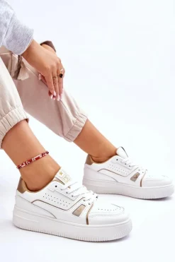 Sale Evento Damskie Wygodne Skórzane Sneakersy Białe Bowen