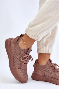 Discount Big Star Shoes Damskie Wygodne Sneakersy Memory Foam System Big Star LL274416 Jasnobrązowe