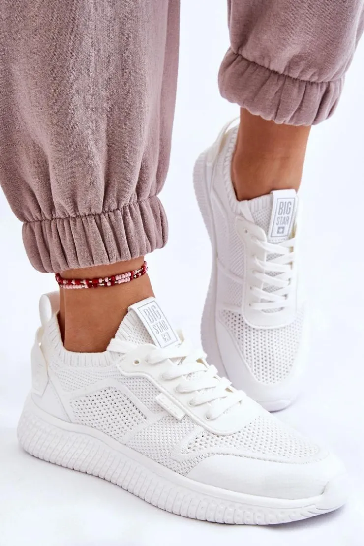 Hot Big Star Shoes Damskie Wygodne Sneakersy Memory Foam System Big Star LL274415 Białe