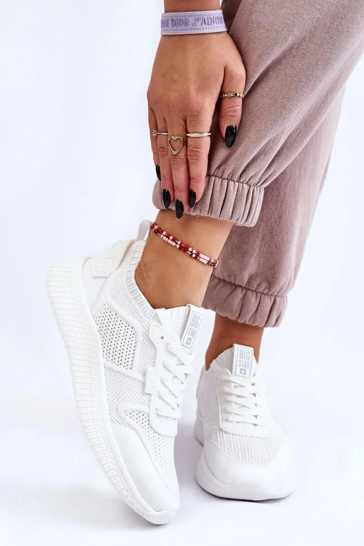 Hot Big Star Shoes Damskie Wygodne Sneakersy Memory Foam System Big Star LL274415 Białe