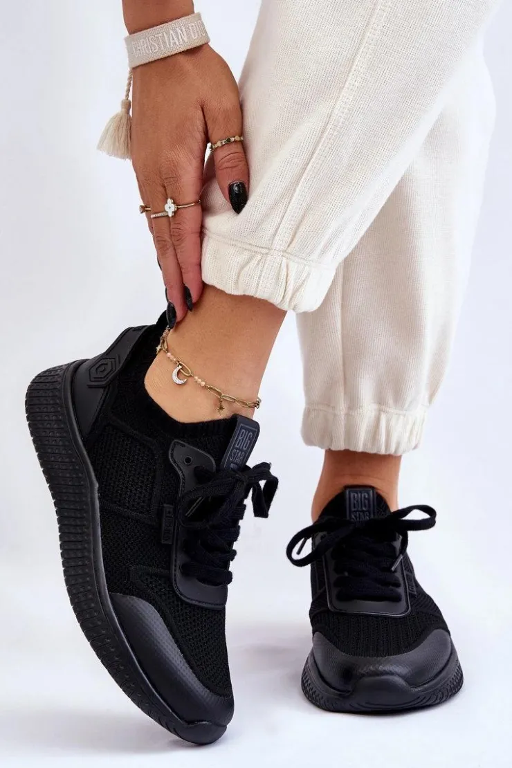 Damskie Big Star Shoes Damskie Wygodne Sneakersy Memory Foam System Big Star LL274414 Czarne