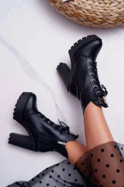 Hot Boto Damskie Wysokie Botki Czarne Grunge Midow