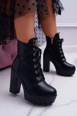 Hot Boto Damskie Wysokie Botki Czarne Grunge Midow