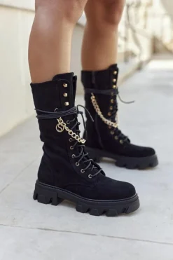 Boto Kozaki Płaskie|Kozaki Zamszowe*Damskie Wysokie Botki Kozaki Czarne Villes