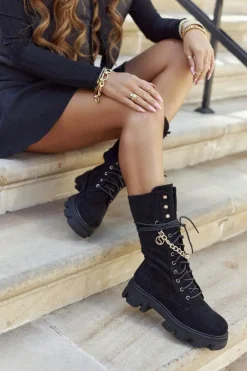 Boto Kozaki Płaskie|Kozaki Zamszowe*Damskie Wysokie Botki Kozaki Czarne Villes