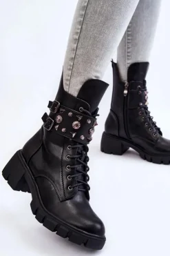 Damskie Boto Damskie Wysokie Botki Na Suwak Czarne Kastella