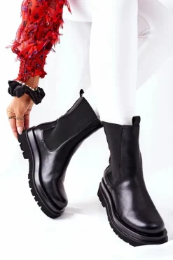 Damskie Damskie buty S.Barski Damskie Wysokie Botki Sztyblety Czarne Belive