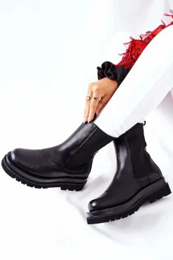 Damskie Damskie buty S.Barski Damskie Wysokie Botki Sztyblety Czarne Belive