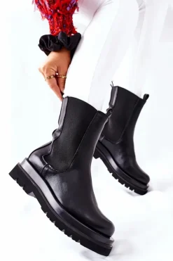 Damskie Damskie buty S.Barski Damskie Wysokie Botki Sztyblety Czarne Belive