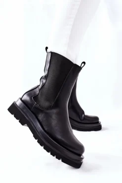 Damskie Damskie buty S.Barski Damskie Wysokie Botki Sztyblety Czarne Belive